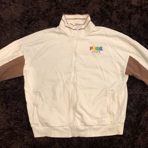 Vintage white and brown puma track jacket
